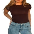 thumbnail image 3 of AMERTEER T-Shirt Basique à Manches Courtes pour Femmes Slim Fit Noir L, 3 of 7