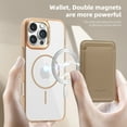 thumbnail image 3 of ELEHOLD Clear Magnetic Wallet Case For iPhone 13 , Mag Safe Compatible Transparent Hard PC + TPU Back Shockproof Protection Case Cover with Magnetic Card Holder ,Desertgold, 3 of 7
