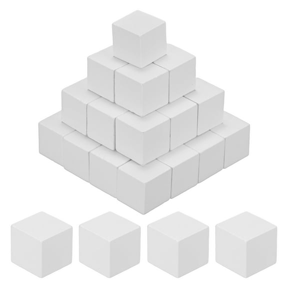 Uxcell 50-Pack DIY Wooden Cube, 1.5cm Square Colored Natural Wood Blocks, White