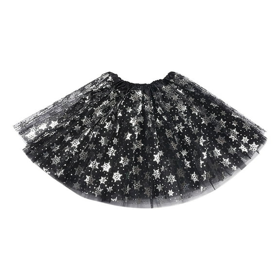 Riforla Women's Carnival Snowflake Sequins Glitter Mesh Skirt Dance Skirt Tutu Skirt Puffy Skirt Women's Skirts Black One Size