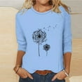 thumbnail image 2 of Jewelreauty 3/4 Sleeve Tunic Tops for Women Cute Floral Print Crewneck Basic Tees Casual Loose Summer Clothes (2XL, Light Blue), 2 of 4