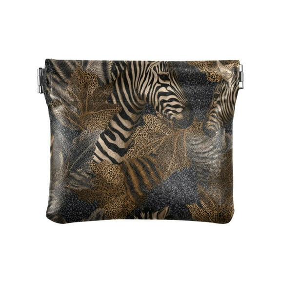 PU Leather Coin Wallet with Snap Closure Clutch Bag Holder Small Wallet Zebra Print
