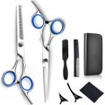 thumbnail image 1 of Tijeras de peluquero de acero inoxidable, juego de 6 pulgadas, tijeras de peluquería, suministros de belleza, tijeras planas, tijeras dentadas, tijeras de gama media, 1 of 6