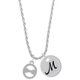 thumbnail image 1 of Delight Jewelry Silvertone Large Greek Letter - Theta - Silvertone Script Initial Disc - M - Charm Necklace, 20"+3", 1 of 4