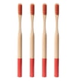 thumbnail image 1 of 4pcs Biodegradable Bamboo Toothbrush Eco Friendly Toothbrushes for Travel Home Use (Red), 1 of 7