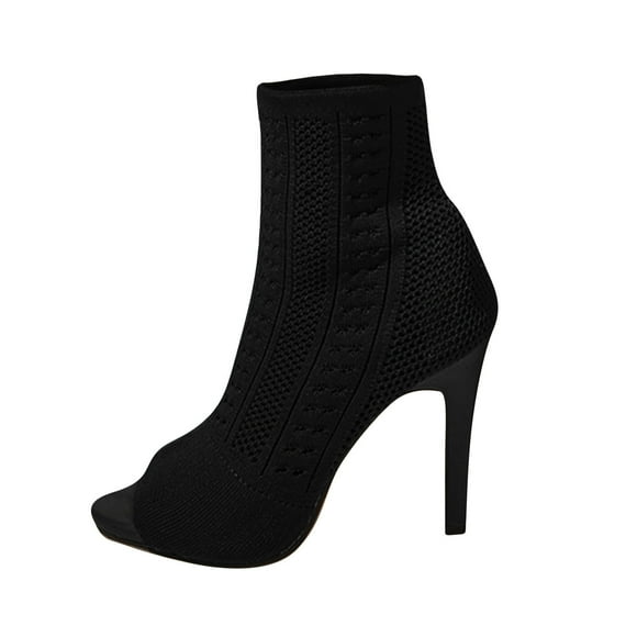 CEHVOM Women's Comfortable Sexy Knitted Open Toe Fish Mouth High Heel Socks Boots Sandals