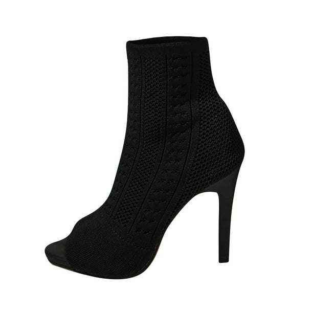 Knitted peep toe boots cheap