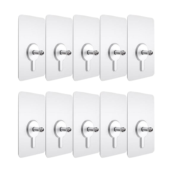 10pcs Punch-free Non-marking Screw Stickers Wall Picture Hook Invisible Traceless Hardwall Drywall Picture Hanging Kit for Picture Photo Frame Hanging (6*6cm Thick Sticker Exposed 6mm)