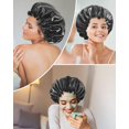 thumbnail image 4 of GFDYREE Bonnets de Douche, Bonnet de Douche Réutilisable pour Femmes, Bonnet Imperméable à Double Couche, Grande Taille pour Toutes les Longueurs de Cheveux, pour Spa Maison Salon Filles (Noir), 4 of 7