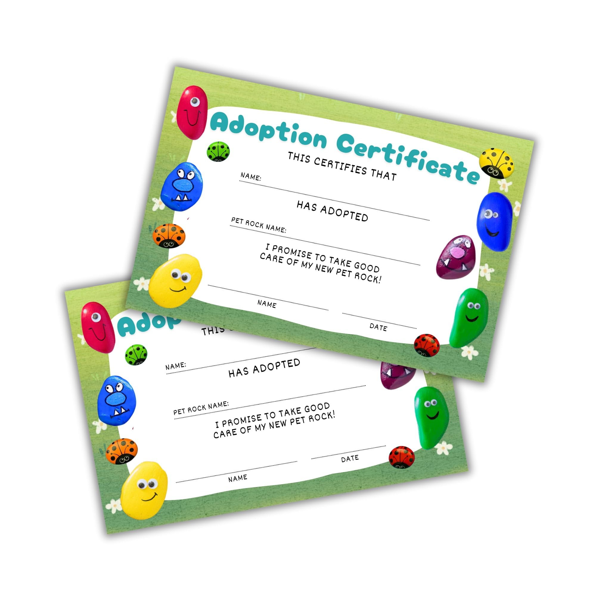 Stuffed Animal Squish Mellow Adoption Certificates | 50 Pk 8.5x11" Paper Award Carrier Box Gift Card Care Kit For Kids Dragon Adoption Day