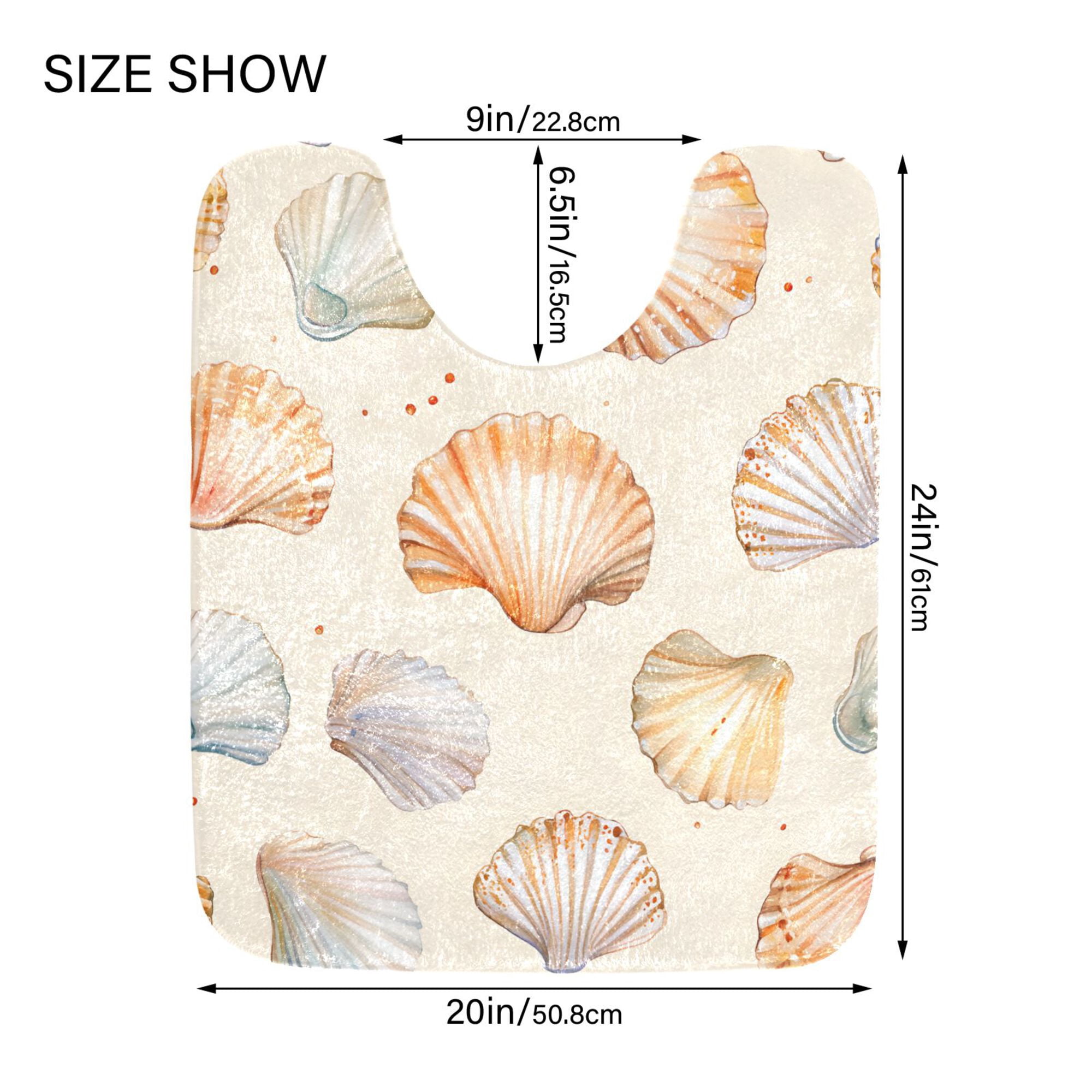 Yayeee Bath Rugs for Bathroom Floor Set of 2 Non Slip Fluffy Soft Absorbent Mat, Beige Seashell