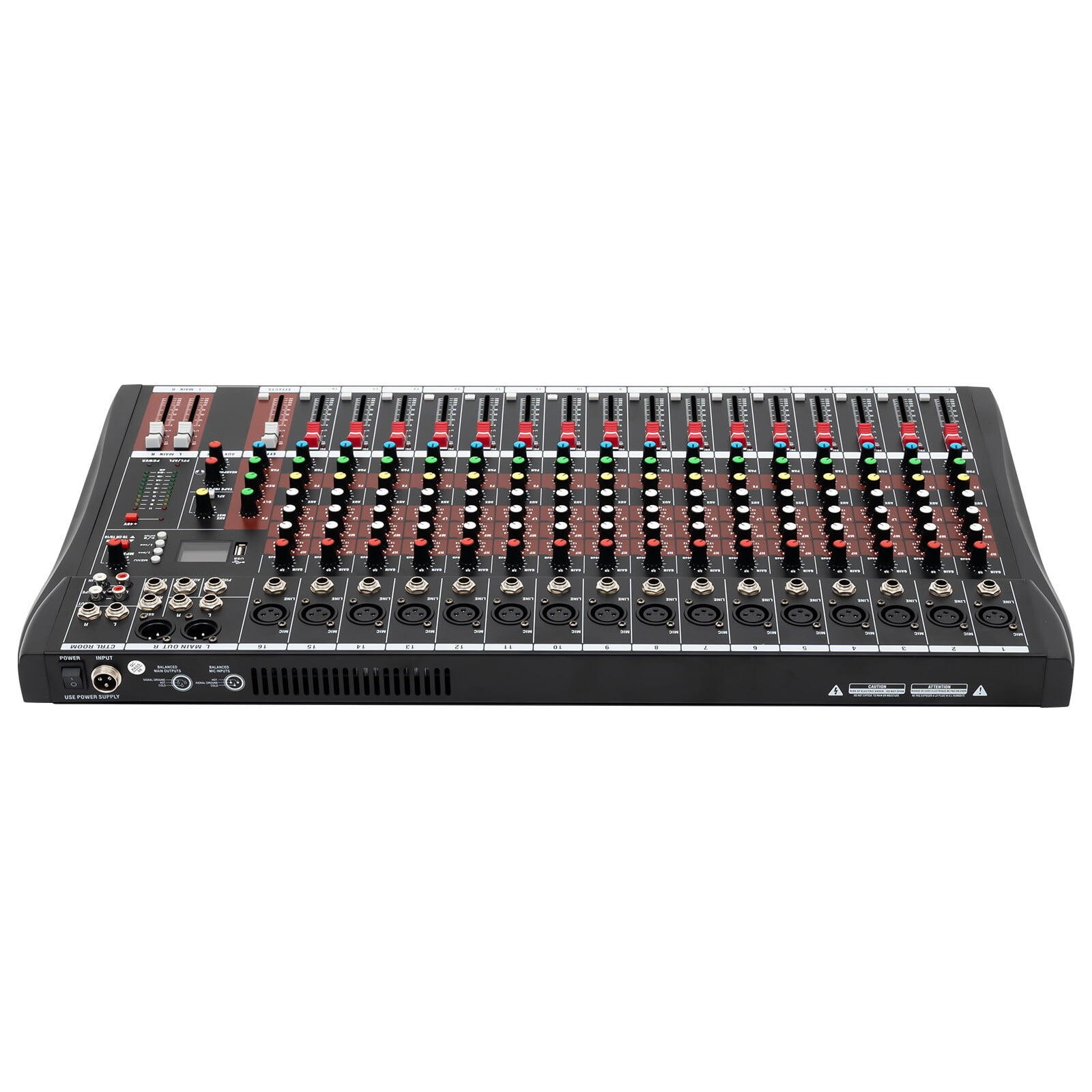 Professional DJ Audio Mixer, NEW BAXS 16 Channel Bluetooth Controller Sound Mixer, USB Interface, 16 XLR Mic/Line, AUX, FX Processor MP3 Player w/48V Phantom For Karaoke Studio Streaming Recording