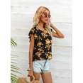 thumbnail image 3 of CALIPESSA Womens Summer Floral Print Short Sleeve Tunic Tops Loose Fit Casual Round Neck T-Shirt, 3 of 5