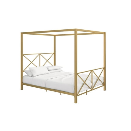 DHP Rosedale Metal Canopy Bed, Multiple Sizes, Multiple Colors