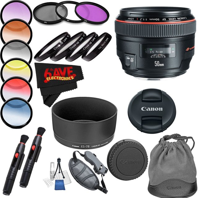 Canon EF 50mm F/1.2L USM Objectif Version Internationale (Sans Garantie) Accessoire Professionnel Combo (Modèle International)