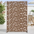 thumbnail image 2 of MAYEERTY 72 × 47in Outdoor Privacy Screen with Stand Metal Balcony Decorative Screen, Brown, 2 of 7