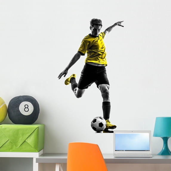 Brazilian Soccer Football Player Wall Decal by Wallmonkeys Peel and Stick Graphic (36 in H x 21 in W) WM198318