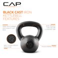 thumbnail image 3 of Kettlebell CAP Barbell de hierro fundido 11 kg negro, 3 of 8