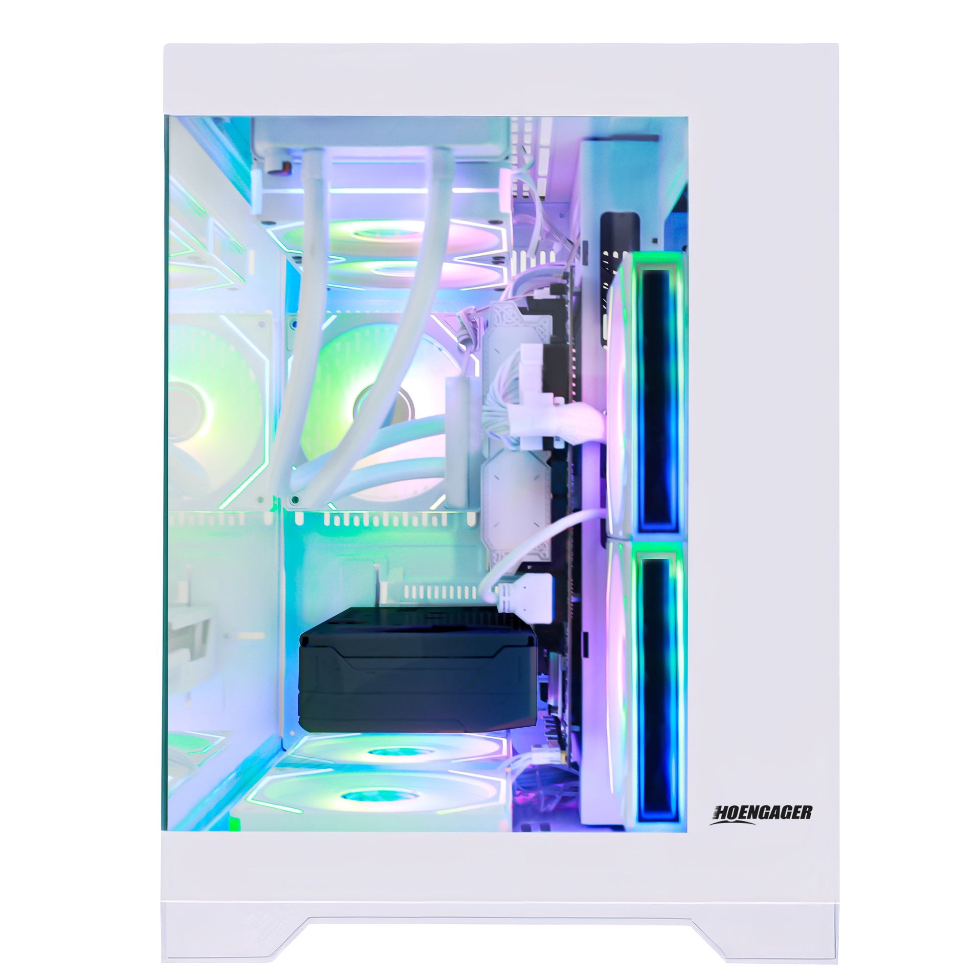 Hoengager Gaming Desktop, AMD Ryzen 7 8700F, GeForce RTX 5050 8GB, 16GB DDR5, 1TB PCIe, 240mm AIO Liquid Cooler, Windows 11 Prebuilt Computer-White