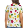 thumbnail image 3 of Fuzoiu Strawberry and Lemon Print Women's V-Neck T-Shirt,Women's Short Sleeve Top, Comfortable for Work, Leisure, and Sports, 3 of 7