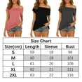 thumbnail image 2 of Askfv Women T-Shirt Off Shoulder Tops Summer Casual Short Sleeve T Shirts Baggy Tunic Blouse Tops, 2 of 4