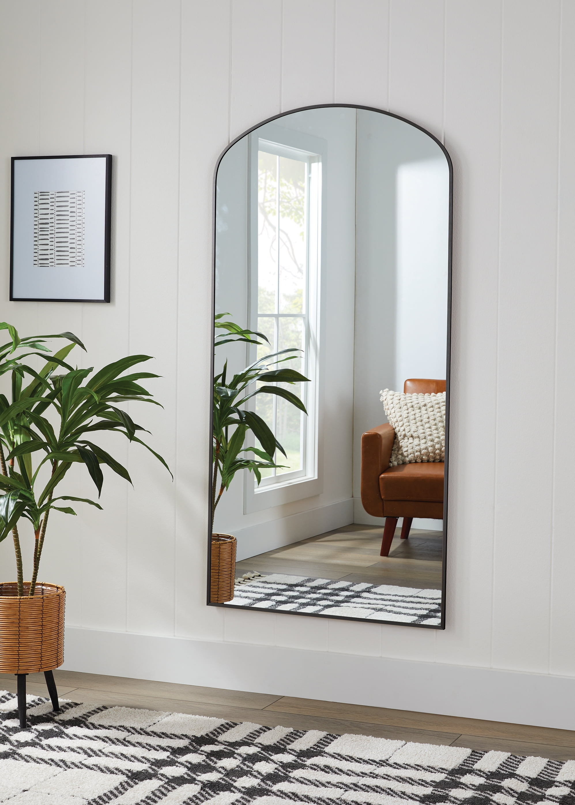 Better Homes & Gardens 30x60 Black Arched Large Full-Length Floor Mirror for Bedroom or Entryway