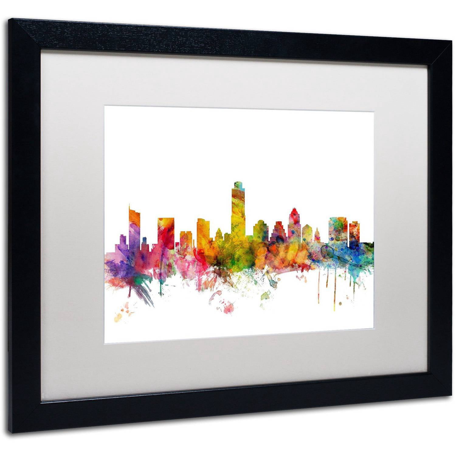 Trademark Fine Art 'Austin Texas Skyline' Canvas Art by Michael Tompsett, White Matte, Black Frame
