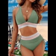 thumbnail image 2 of Bikini de Dos Piezas para Mujer, Cintura Alta, Cuello Halter, Traje de Baño Verde M, 2 of 7