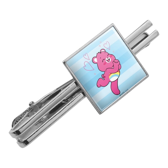 Care Bears: Unlock the Magic Cheer Bear Square Tie Bar Clip Clasp Tack- Silver or Gold