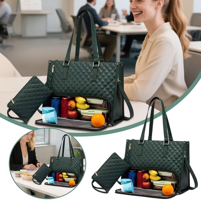2 In 1 Tote Bag Lunch Bag Combo for Everyday Use Food Storage 2 In 1 Lunch Tote Bag with Insulated Compartment Meets Functionality