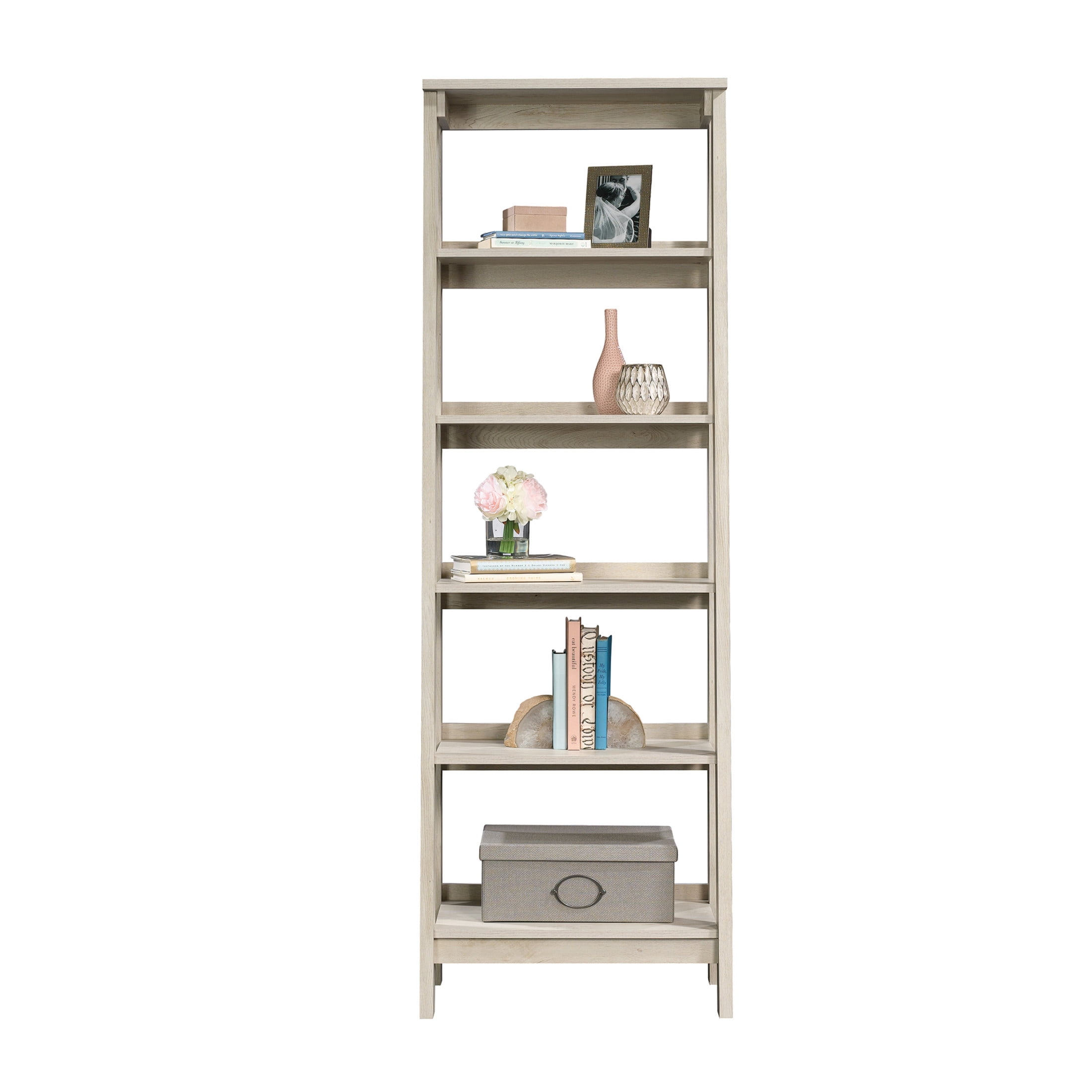 Sauder Trestle 5-Shelf Bookcase, Chalked Chestnut Finish