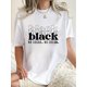 thumbnail image 1 of Camiseta informal con estampado "NEGRO" para mujer: cuello redondo, manga corta, cómoda camiseta de algodón, opaca, de verano, con diseño de letras. Camisetas informales., 1 of 6