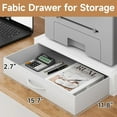 thumbnail image 4 of 2-Tier Desktop Printer Stand with Fabric Drawer, Prtiner Table with Storage Shelf, Desk Organizer for Home Office,3D Printer,Fax Machine,Scanner, 17.3"x11.8" White, 4 of 14