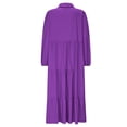 thumbnail image 4 of Plus Size Women's Casual Dress Relaxed Collared Shirt Dress With Puffy Skirt Purple XXXL, 4 of 5