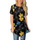 thumbnail image 1 of Gibobby Casual Playera de Manga Corta para Mujer Mujeres Casual manga corta Tops cuello redondo verano suelto Irregular dobladillo Tops camisas Tops(Negro,M), 1 of 5