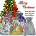 thumbnail image 1 of 10 bolsas navideñas reutilizables grandes para regalo de Navidad con cordón ajustable, 1 of 3