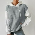 thumbnail image 2 of Blouse Tunics for Womens Fall Winter Comfy Hooded Long-sleeved Blouson Off the Shoulder with Pocket Colorblock Hoodie Cotton Pullovers Sweatshirts(Grey,XL), 2 of 4