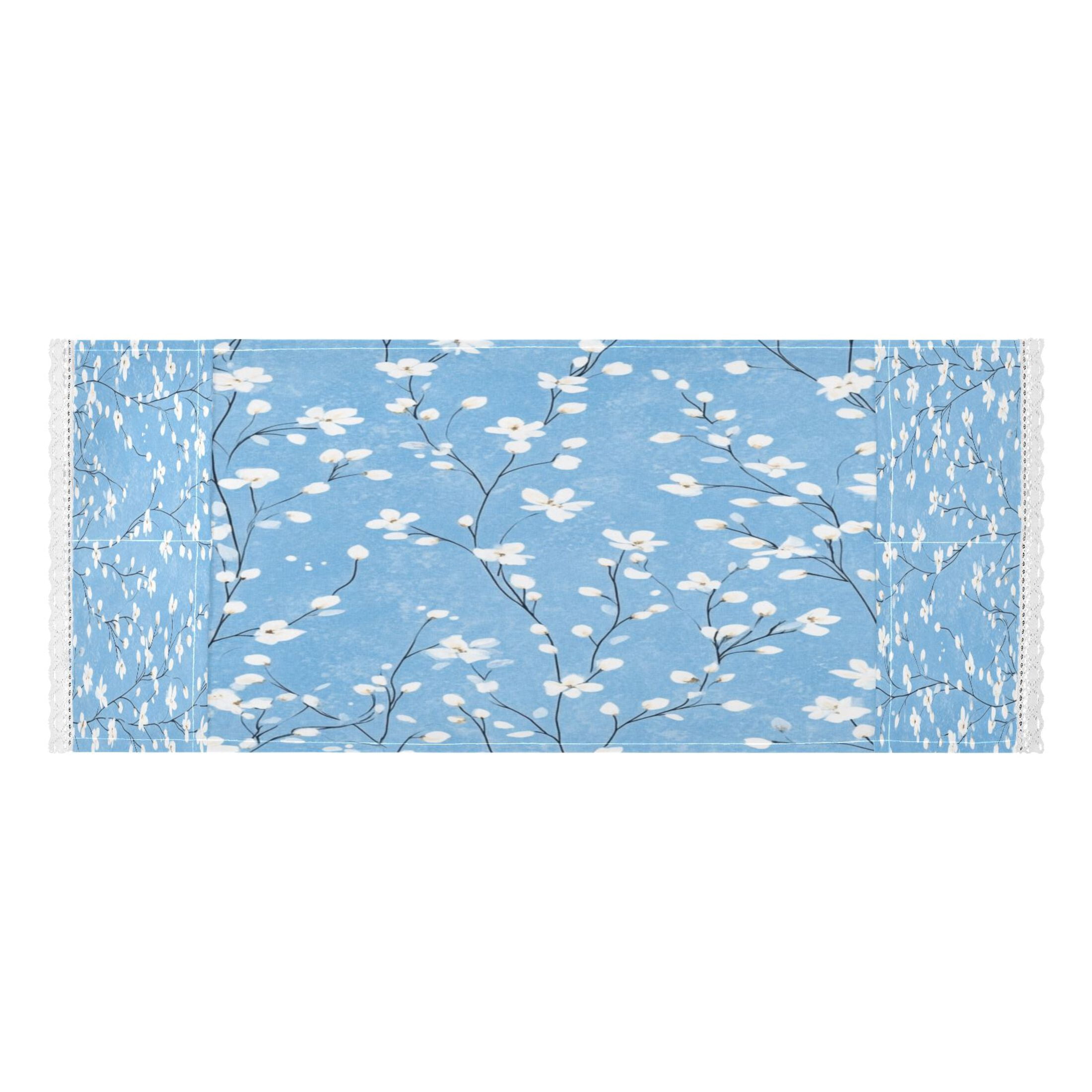 WOBOGO Light Blue Background with White Floral Pattern Washing Machine Cloth Dryer Refrigerator Top Cover Protective Non-Slip Mat For Kitchen Laundry