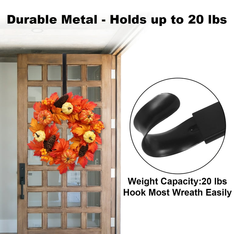 Adjustable Non Scratch Metal Wreath Hanger Extendable Door Hook for Outside Door Black Walmart