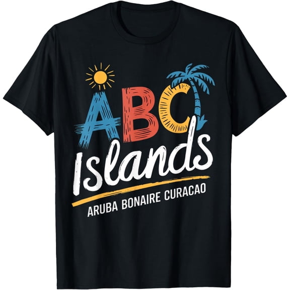 Retro ABC Islands Aruba Bonaire Curacao Tropical Vacation Souvenir T-Shirt - Vintage Caribbean Summer Travel Graphic Tee for Men and Women