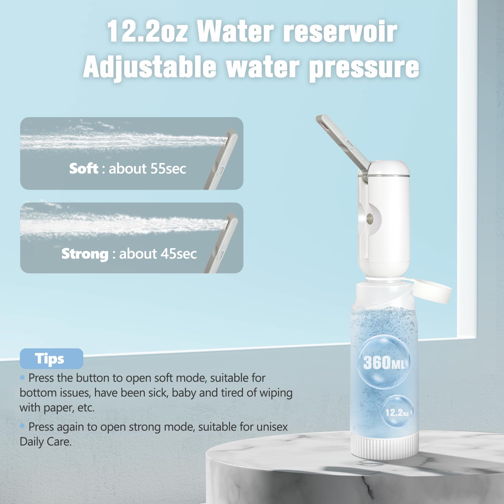 SkyAuks Portable Bidet, Rechargeable Handheld Personal Travel Bidet, White