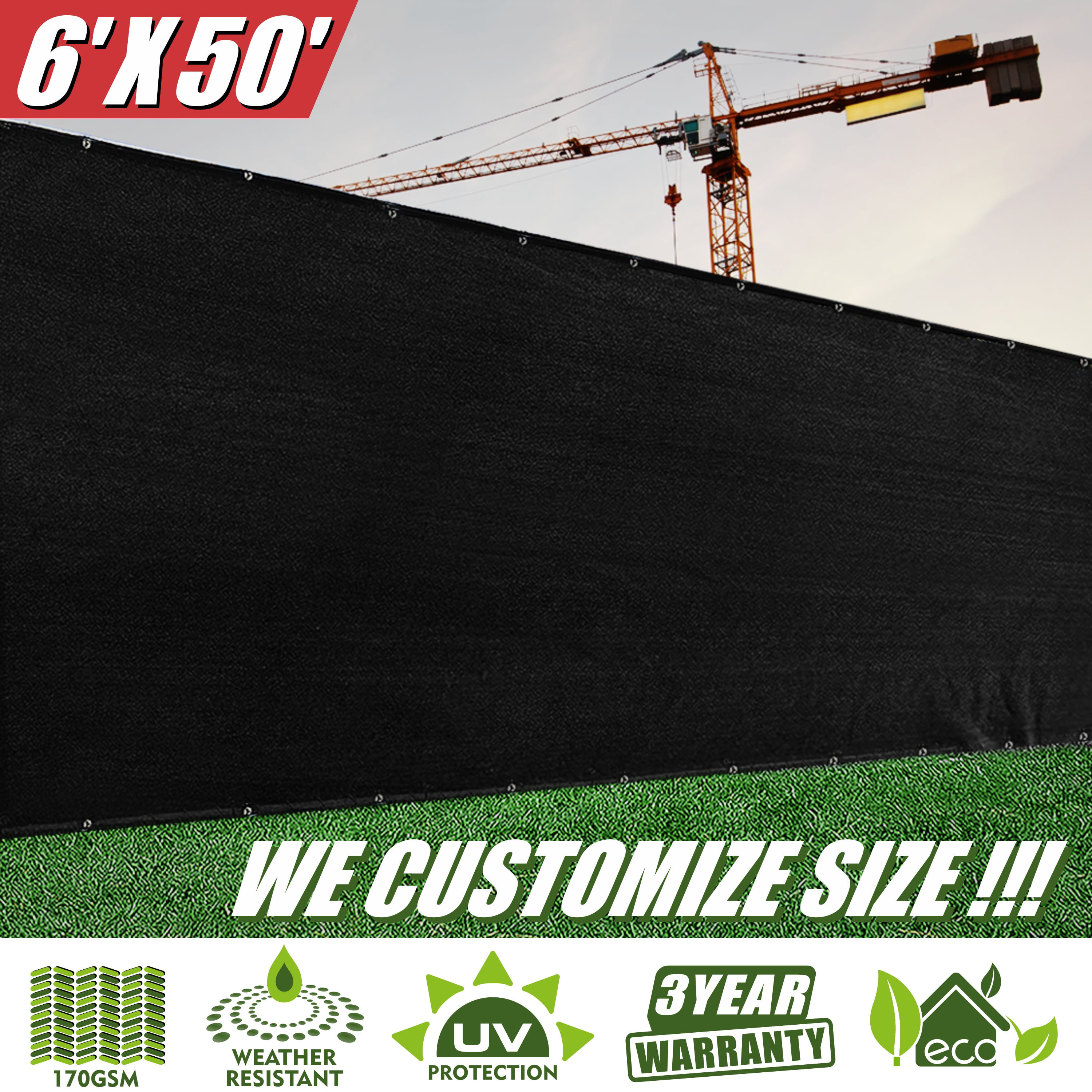 Customize 6'FT Privacy Screen Fence Brown Commercial Windscreen Shade Cover Mesh 