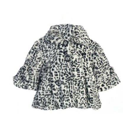 Fur Swing Coat - Little Girls Gray Leopard Pattern Faux Fur Winter Swing Coat 4