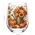 thumbnail image 2 of Tuvgenk Fall Embroidery Print Stemless Wine Glass with Watering Can Design Transparent Drinking Cup for Thanksgiving Decor, 2 of 6