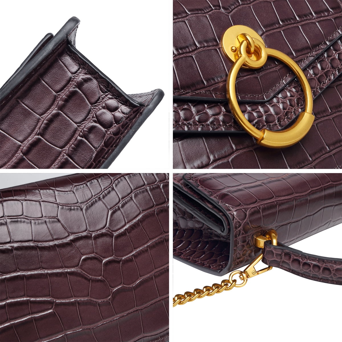 FEIMINA Mini Handbags For Women Crossbody Bags, Genuine Leather Purple Purses Totes, Cute Womens Small Long Strap Shoulder Bags Cow Hide