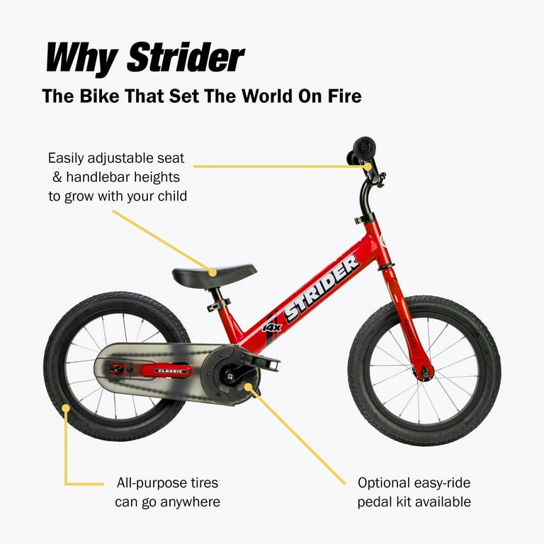 ⌘STRIDER キッズバイク 14×赤 Strider 14x, Rocket Red- Balance Bike for Kids 3 to 6 Years