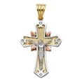thumbnail image 1 of FB Jewels 14K White Yellow And Rose Tri Color Gold Cubic Zirconia CZ Fancy Christian Crucifix Cross Pendant 42mm X 31mm, 1 of 1