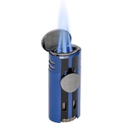 Xikar High Performance HP4 Diamond Quad Flame Cigar Lighter, in Attractive Gift Box, in-line Fuel Adjustment Wheel, Oversized Double EZ-View Fuel Window, Blue