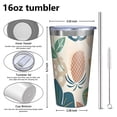 thumbnail image 4 of 16oz Tumblers Beige Pioneer Flower and Leaf Pattern Stainless Steel Vacuum Insulated Double Wall Travel Tumbler Cups Mug with Lid and Straw,Cleaning Brush for Coffee,Tea, 4 of 4