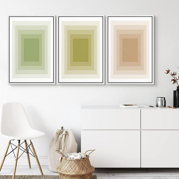 PixonSign Framed Canvas Print Wall Art Set Black and White Curved Brushstrokes Geometric Shapes Modern Art Alternative Dark Black and White for Living Room, Bedroom, Office - 16"x24"x3 White